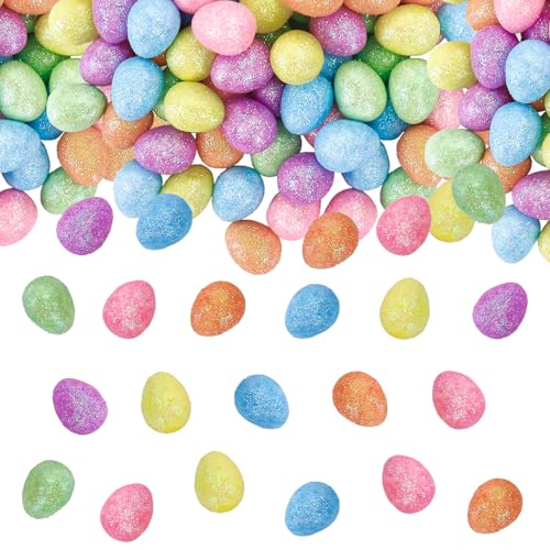 Dazzjoy Glitzer Schaum Ostereier Deko, 70 x Klein Ostereier Konfetti Ostern Deko,Styroporeier Oster Deko,Mini Eier Ostern Streudeko,Oster Tischdeko,Osterdeko Kleine Eier zum Basteln,Bunt Osterkonfetti von Dazzjoy