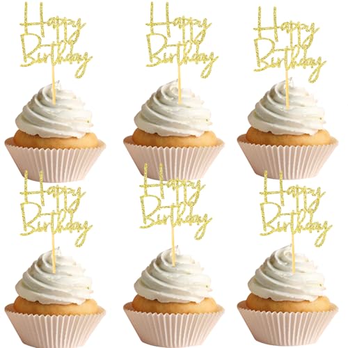 DazzJoy Happy Birthday Tortendeko Gold,24 Stück Happy Birthday Cupcake Topper,Glitzer Muffin Deko Happy Birthday Cupcake Deko,Kuchen Deko Geburtstag,Cupcake Topper Geburtstag Deko Muffin DazzJoy Happy Birthday Tortendeko Gold,24 Stück Happy Birthday Cupcake Topper,Glitzer Muffin Deko Happy Birthday Cupcake Deko,Kuchen Deko Geburtstag,Cupcake Topper Geburtstag Deko Muffin von Dazzjoy