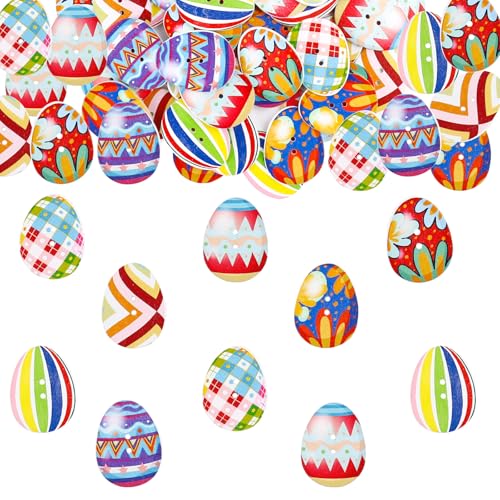 DazzJoy Ostereier Ostern Deko Holz Konfetti Groß 3×2,3cm, 50 Stk Holzeier Deko Ostern Streudeko, Oster Deko, Tischdeko Ostern Frühling Party Deko,Osterdeko Holz Eier, Bunt Osterkonfetti,Ostern Basteln von Dazzjoy