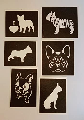 Dazzle Glitter Tattoos 12 x Französische Bulldogge Schablonen zum Ätzen auf Glas Basteln Hobby Geschenk Glaswaren Frenchie Stencil von Dazzle Glitter Tattoos