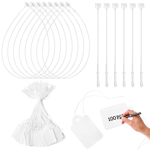 E-018 Preisschilder 1200 Stück Preisetiketten Preisschilder Anhänger Preisschild Set weißes Etikett mit Universal Kunststoff Hang Tag String für Kleidung Tag Flohmarkt Schmuck Display von Dbuwqips