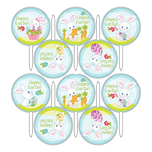 10 Stück Happy Easter Tortenaufsätze Acryl Kuchen Picks Cupcake Stick Hochzeit Geburtstag Party Dekorationen Supplies von Dcaknri