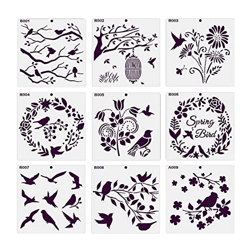 9pcs Vogelblumenschablonen Zeichnen Vorlagen Für Kinderkartenherstellung Scrapbooking Malerei Auf Papier Canvas Holz Plastik 9pcs Vogelblumenschablonen Zeichnen Vorlagen Für Kinderkartenherstellung Scrapbooking Malerei Auf Papier Canvas Holz Plastik von Dcaknri