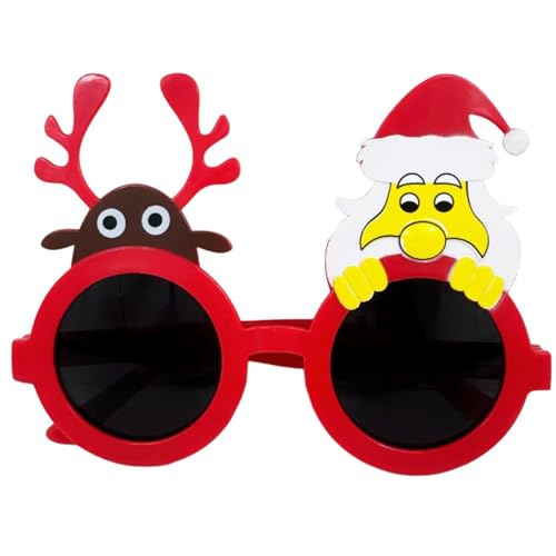 Dcaknri Einzigartige Urlaubsbrille für Weihnachtsfeiern, lustige Cartoon-Weihnachtsmann-Brille, Rahmen, Urlaub, Party, Kostüm, Brillen, Requisiten von Dcaknri