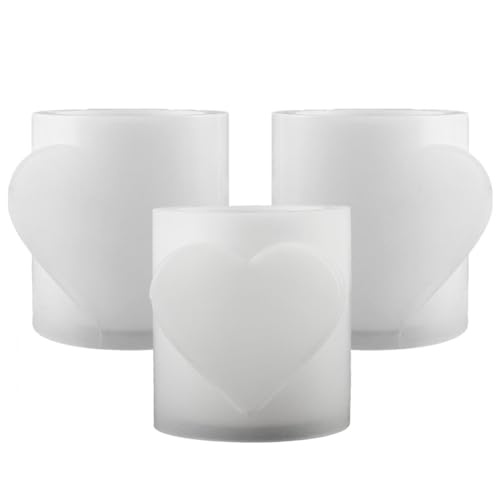 Dcluluwe 3PCS Love Cup Silikonform Beton Kerzenglas DIY Harz Vorratsglas Blumentopf Formen Valentinstagsgeschenk von Dcluluwe