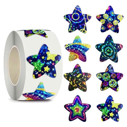 500 Stück Sticker Sterne Glitzer Sterne Aufkleber Rolle Sticker Stern Aufkleber Sternsticker Star Stickers Sternaufkleber für Kinder Selbstklebende Aufkleber Sterne Abnehmbare Belohnungsaufkleber von Ddayup