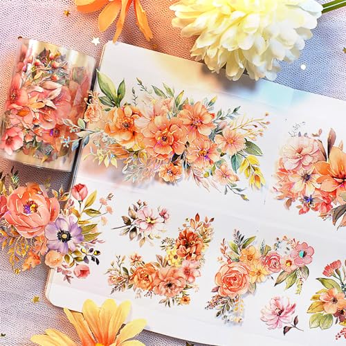 Ddayup Floral Washi Tape Sticker Washi Tape Blumen Washi Masking Tape Aesthetic Washitape Vintage Washi Tapes Deko Klebeband Dekoratives Klebeband für Kinder Scrapbooking Journaling Supplies von Ddayup