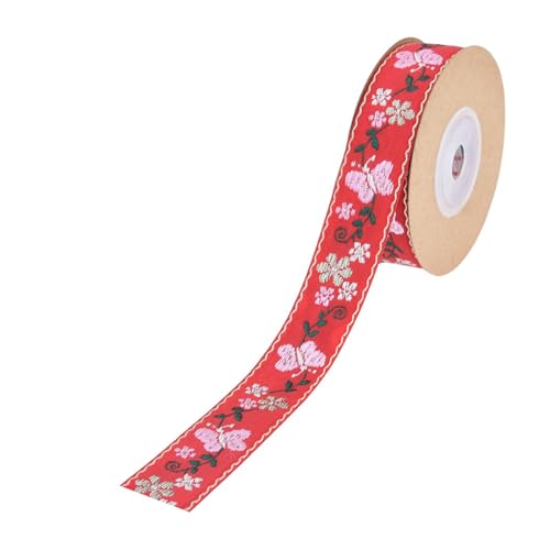 5 Yard Blumen Und Schmetterlingsband Valentinstagsband Polyesterband Für Geschenkverpackungen Bastelarbeiten Paketdekorationen Dekorationen von Ddujbtp