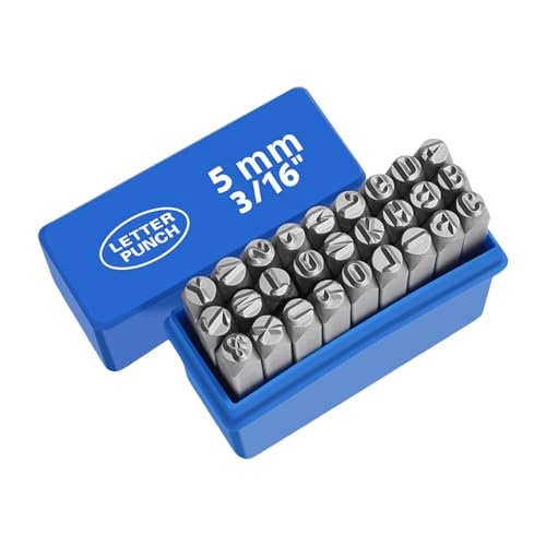 Ddujbtp 27-teiliges Metall-Buchstaben-Stanz-Set, Metallstempel-Set, Briefstempel-Set, Metallstempel-Set, für Leder, Holz von Ddujbtp