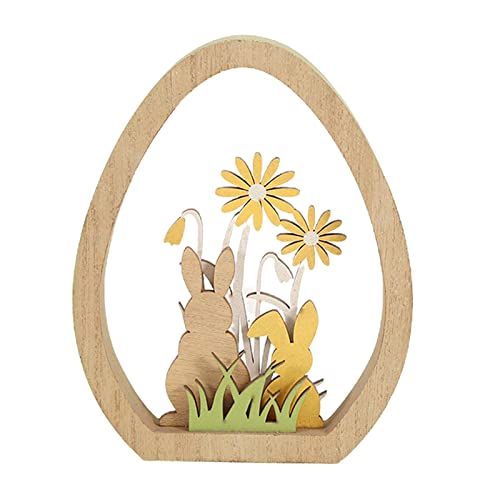 Ddujbtp Oster-Ornament aus Holz, Blumengrasform, für Zuhause, Festival, Wohnzimmer, Tischdekoration von Ddujbtp