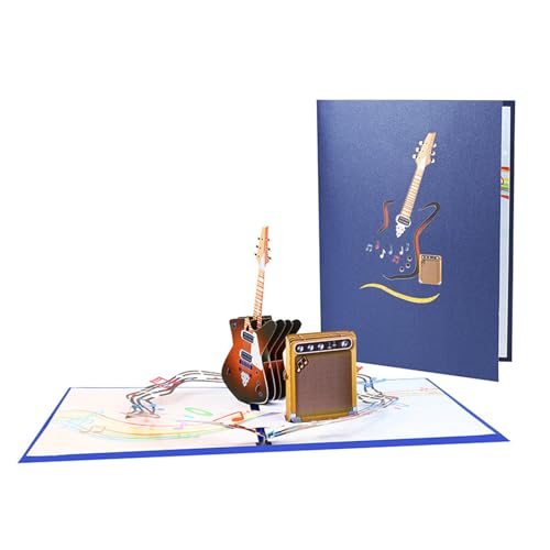 Ddujbtp Vielseitige 3D-Gitarren-Feierkarte zum Aufschreiben, Personalisieren von Wünschen für Musikbegeisterte, Aficionados, Mehrzweck-Dekoration von Ddujbtp