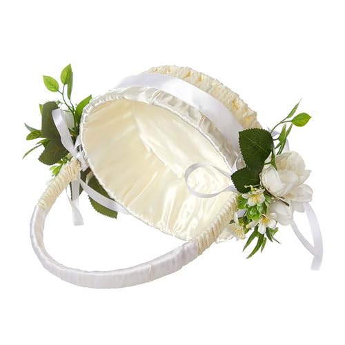 Eleagnt Kleine halbmondförmige Rattankörbe, Rattan-Blumenkörbe mit Griff für Hochzeit und Heimdekoration von Ddujbtp