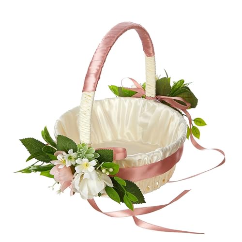 Eleagnt Kleine halbmondförmige Rattankörbe, Rattan-Blumenkörbe mit Griff für Hochzeit und Heimdekoration von Ddujbtp