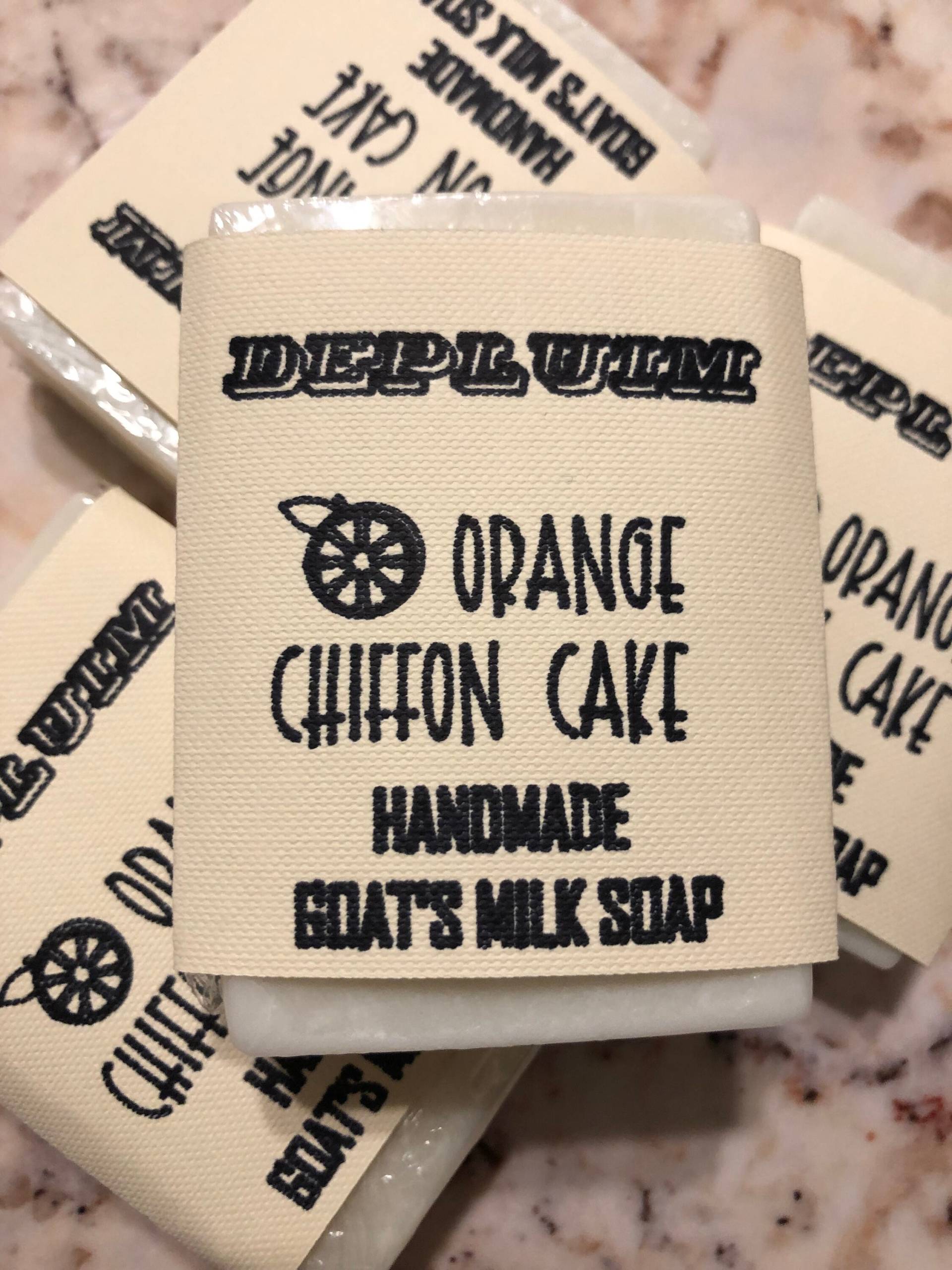 Handseife - Orangen Chiffon Kuchenduft Ziegenmilch Bio Ein Riegel von DePluim