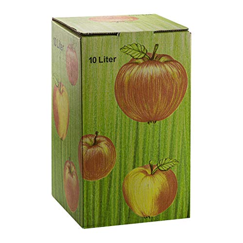 DeTec Bag in Box Karton Apfeldekor Apfelsaft Faltkarton Schachtel Most Saftkarton für Saftlagerung 3-5 - 10 Liter Füllmenge (10 STK, 10 Liter) von DeTec