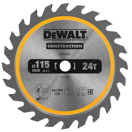 DeWALT Kreissägeblatt für Holz | Konstruktion | Ø 115mm Asgat 9,5mm 24T - DT20420-QZ von DeWALT