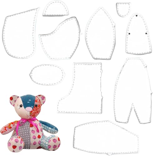 Memory Bear Schablonen-Lineal-Set, Quilt-Vorlagen zum Schneiden von Mustern, einfach zu schneiden und wiederverwendbar zum Nähen von Bärenmustern von DeaGenlte