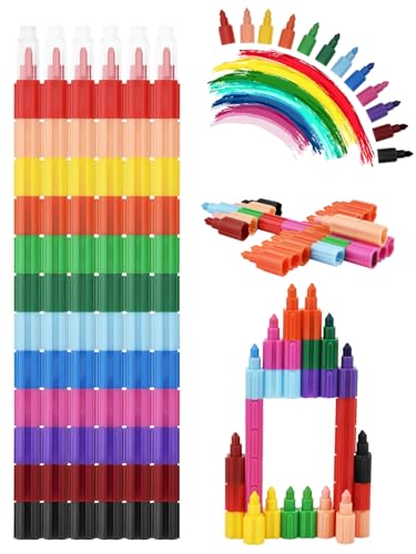 6 Stück Stapelbare Buntstifte Kinder, 12 Farben Kinder Wachsmalstifte, Baustein Buntstifte, Party Kleine Geschenke für Kinder, Malerei Geschenk, Regenbogen Stift Spielzeug, Mitgebsel Kindergeburtstag von DealKits