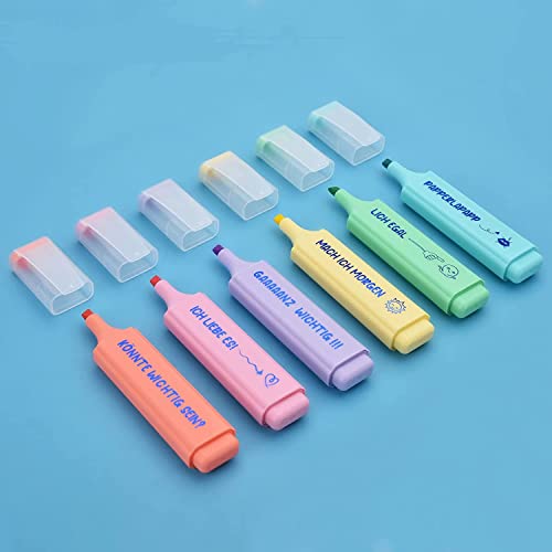 DealKits 6 Lustige Textmarker, Textmarker Pastell, Marker Highlighter in Trendfarben Zum Lernen & Markieren, Highlighter Stifte für Büro/Schule/Uni, Geschenk für Schüler/Lehrer/Kollegen von DealKits