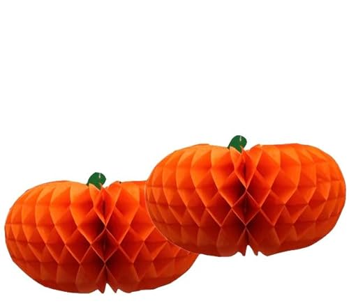 Deauparkoty 2 Stück Kürbis Deko 30cm Herbstdeko aus Papier Pumpkin Kürbisse Herbst Decor Herbstdekoration Garten Tisch Zierkürbisse für Halloween Thanksgiving Fall Decor Aesthetic von Deauparkoty