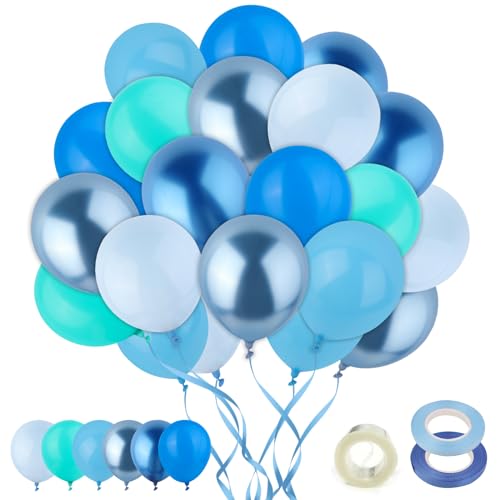 Luftballons Geburtstag 60 Stück Blau Ballons Birthday Balloons Set 30cm Latex Helium für Luftballons Geburtstagsdeko Blaue für Hochzeit Babyparty Verlobung Party Taufe Dekoration von Deauparkoty