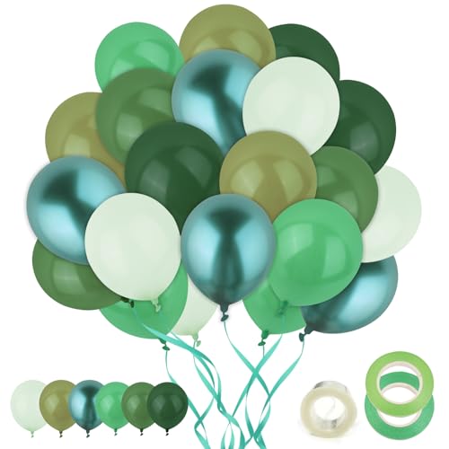 Luftballons Grün Ballons Geburtstag 60 Stück Birthday Balloons Set 30cm Latex Luftballon Geburtstagsdeko Grüne für Hochzeit Babyparty Verlobung Party Taufe Dekoration von Deauparkoty