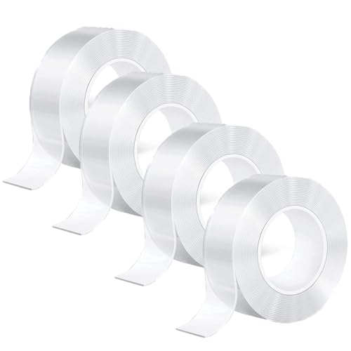 Deautie Nano 4 Stück Mounting Tape, Nano Tape Bubbles Set 20 Meter, Nano Klebeband, Nano Tape Set, Spurloses Nano Tape Für Foto, Teppich,Holzprodukte,Büro, Küche (4 Rollen * 5 Meter) von Deautie