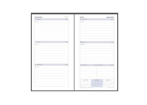 Collins PR2700 Terminplaner-Nachfüllpack für 2025, Wochenansicht, kompatibel mit 6-Loch-Organizern, 172 x 96 mm von Collins