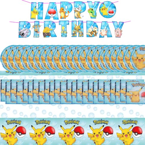 DecPtyTa Partygeschirr Geburtstag party set Geburtstagsdeko Teller Serviette Geburtstag Tischdecke Happy Birthday Banner,Geeignet für 20 Personen (b3) von DecPtyTa