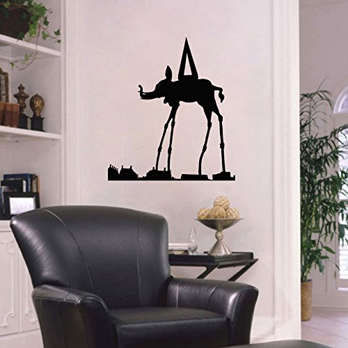 Vinyl Wandtattoo Dalis Elefant Skulptur Silhouette Platz-Elefant, Statue Salvador Dali Surrealistische Kunst Wandaufkleber Wandsticker Wanddekoration für Kunstatelier Kinderzimmer Wohnzimmer A514 von DecalStoreVienna