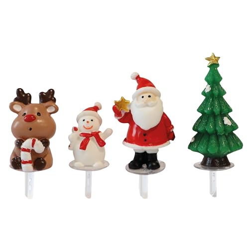 Déco Relief - 48 Weihnachts-Dekorationen – verschiedene Elche + Weihnachtsmänner + Schneemänner + Tannenbäume, Cake Toppers für Kuchen, Cupcakes – DR50357 von Déco Relief