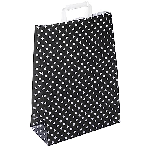 Geschenk-Papier-Tragetaschen Set á 50 Stück, schwarz mit weißen Punkten 32 x 12 x 42 cm Geschenkverpackung Geschenk-Taschen von Deco Woerner