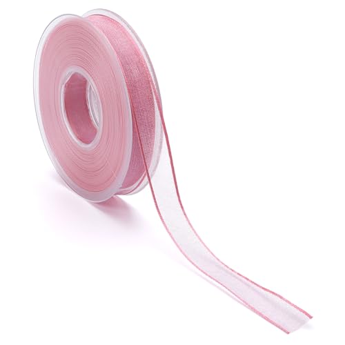 Geschenkband aus Chiffon in pink mit Webkante 20m von Deco Woerner