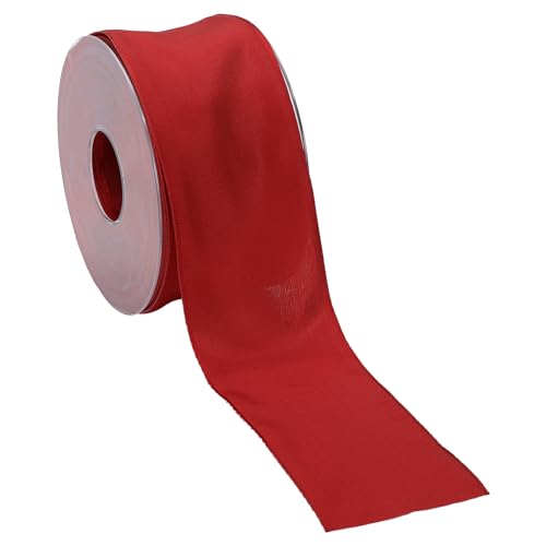 Geschenkband mit Drahtkante 60 mm x 25 m Stoffband rot Deko-Geschenkband aus Polyester Geschenkverpackung Schleifenband Deko-Band Stoffband Satinband mit Drahtkante von Deco Woerner