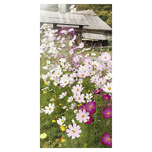 Textilbanner Dekobanner Stoffbanner Stoffposter Blumenwiese rosa grün 100 x 200 cm von Deco Woerner