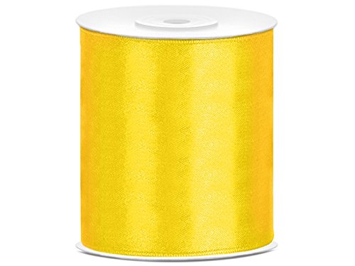 SATINBAND 25m x 100mm 10cm breit Geschenkband Band Satin Hochzeit Tischläufer (gelb) von Deco