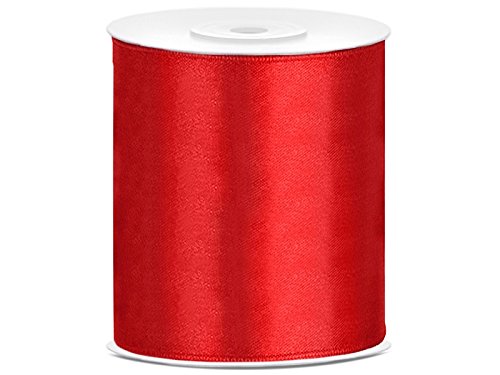 SATINBAND 25m x 100mm 10cm breit Geschenkband Band Satin Hochzeit Tischläufer (rot) von Deco