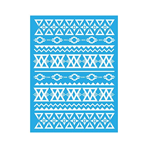 Americana Decor Aztekenmuster-Schablone, Blau, 15,2 x 20,3 cm von DecoArt