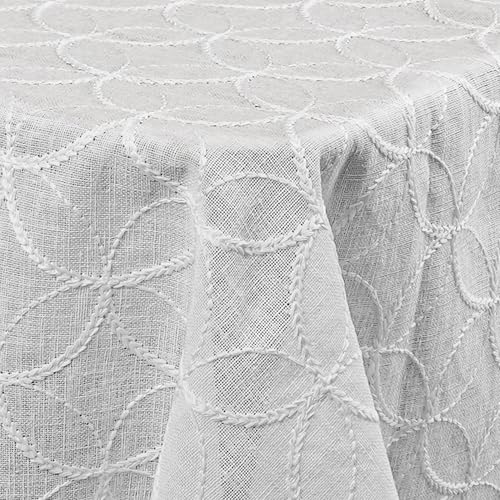 DecoHomeTextil Heimtextilmanufaktur Decorativo In Lino Organza Leinen Tischläufer mit dezenter Stickerei Weiß Eckig 40 x 140 cm pflegeleicht von DecoHomeTextil Heimtextilmanufaktur