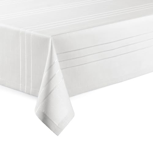 Hochwertige Tischdecke mit Saumrand Eleganza Weiß Rund 140 cm pflegeleicht von DecoHomeTextil Heimtextilmanufaktur