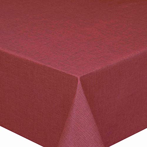 PEY Meterware Stoff Tischdecke Leinenstruktur Lotus Effekt Abwaschbar Bordeaux Dunkelrot Breite & Länge wählbar 120 x 360 cm von DecoHomeTextil Heimtextilmanufaktur