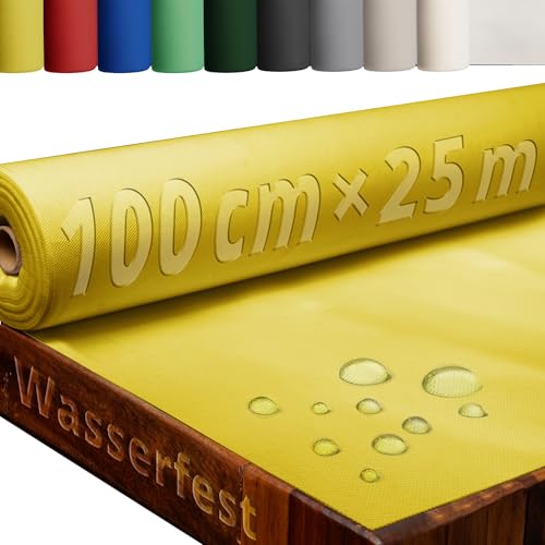 Tischdecke Rolle Tischdeckenrolle Vliesstoff Vlies Gelb 1 x 25 m 80g/m² abwaschbar wasserabweisend von DecoHomeTextil Heimtextilmanufaktur