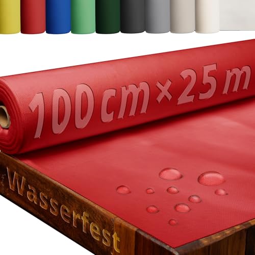 Tischdecke Rolle Tischdeckenrolle Vliesstoff Vlies Rot 1 x 25 m 80g/m² abwaschbar wasserabweisend von DecoHomeTextil Heimtextilmanufaktur