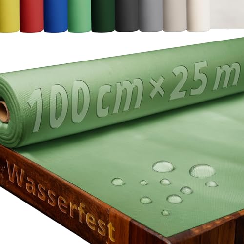 Tischdecke Rolle Tischdeckenrolle Vliesstoff Vlies Salbeigrün 1 x 25 m 80g/m² abwaschbar wasserabweisend von DecoHomeTextil Heimtextilmanufaktur