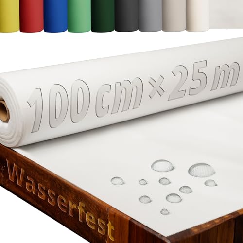 Tischdecke Rolle Tischdeckenrolle Vliesstoff Vlies Weiß 1 x 25 m 80g/m² abwaschbar wasserabweisend von DecoHomeTextil Heimtextilmanufaktur