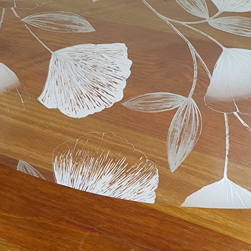 Transparente Folie Tischdecke Tischfolie Schutzfolie 0,2mm Größe wählbar Ginkgo Blätter Rund 120 cm abwaschbar von DecoHomeTextil Heimtextilmanufaktur