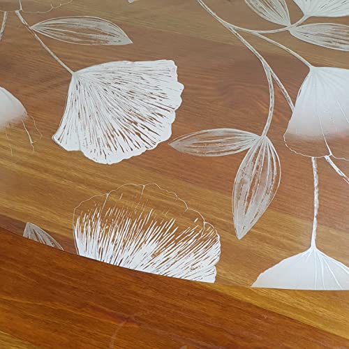 Transparente Folie Tischdecke Tischfolie Schutzfolie 0,2mm Größe wählbar Ginkgo Blätter Rund 90 cm abwaschbar von DecoHomeTextil Heimtextilmanufaktur