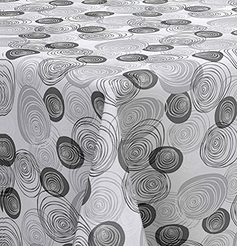 Wachstuch Wachstischdecke Tischdecke, Black and White Series mit Paspelband Florenz Eckig 110 x 140 cm, Abwaschbar von DecoHomeTextil Heimtextilmanufaktur