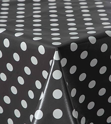 Wachstuch Wachstischdecke Tischdecke, Black and White Series mit Paspelband Istanbul Oval 160 x 220 cm, Abwaschbar von DecoHomeTextil Heimtextilmanufaktur