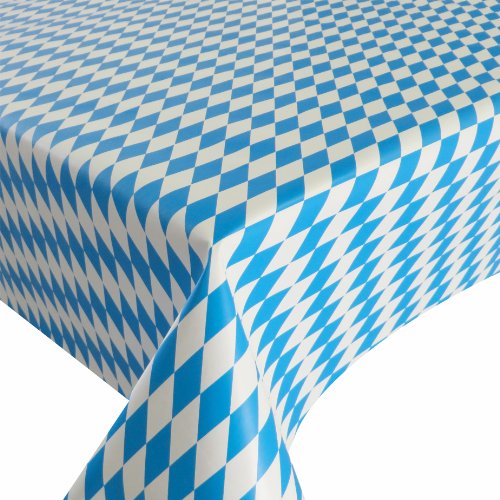 Wachstuch Wachstischdecke Tischdecke Gartentischdecke Bayrische Raute Blau Weiß Breite & Länge wählbar 130 x 320 cm Eckig abwaschbar von DecoHomeTextil Heimtextilmanufaktur